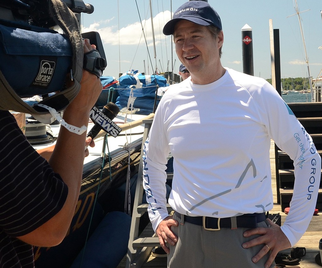 Mark Watson interviewed before the start of the Newport Bermuda Race. The Argo Group CEO’s chartered Reichel-Pugh 74, Wizard, was the fourth boat to finish the 635 mile race on corrected time of 40 hours, 38 minutes and 24 seconds respectively. - Newport Bermuda Race 2012 © Talbot Wilson